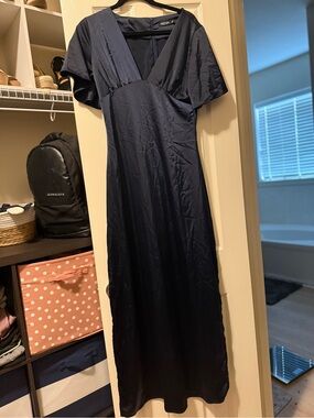 cotton gauze maternity dress Navy Ruffle Shoulder Tie Mini A stretchy smocked bodice Casual Outfit Interview Clothing Color:Wedgwood pleat dress